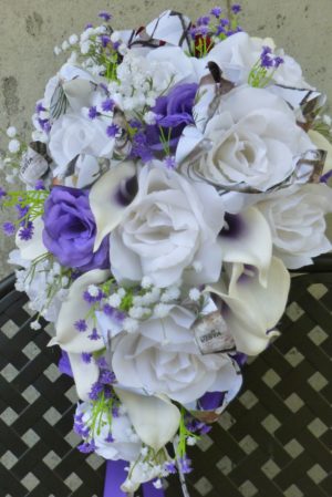White purple country silk bridal bouquet - Image 4