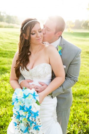 Turquoise and lime green cascading bouquet - Image 2