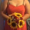 Sunflower, garden mum, silk flower bouquet, orange, yellow, red, fall bouquet, rustic country wedding, baby's breath - Image 4