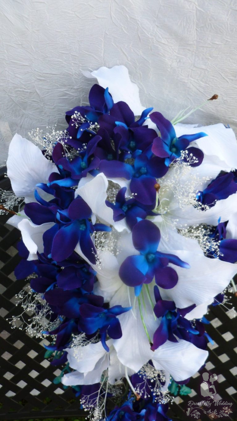 Dress My Wedding Casablanca lily and galaxy orchid cascading bouquet