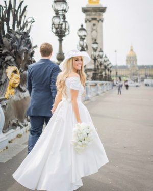 Ivory, cream cascading bridal bouquet with added hydrangas