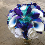 Galaxy orchid and turquoise bridal bouquet