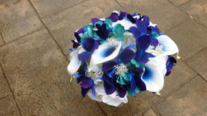 Galaxy orchid and turquoise bridal bouquet - Image 2