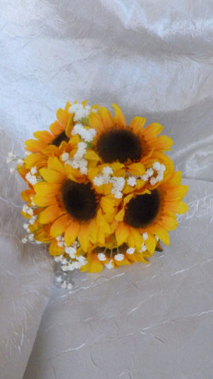 Sunflower bouquet with baby's breath, artificial flower bouquet, fall, rustic country bouquet, wedding, - Image 3