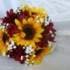 Sunflower, deep red dahlia, baby's breath bridal, bridesmaids fall bouquet, rustic country wedding, baby's breath, autumn bouquet - Image 4