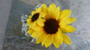 Sunflower corsage, boutonniere, button hole with baby's breath - Image 3