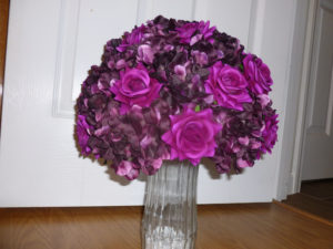 Plum, purple pillar decoratoion, wedding decoration, artificial flower arrangment, table decoration - Image 3