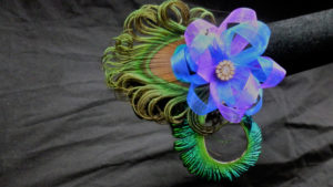 Peacock wrist corsage on pearl bracelet, peacock feather corsage, wristlet, customizable - Image 2