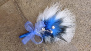 Feather boutonniere, corsage, rhinestone, blue feather boutonniere - Image 2