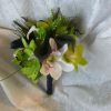 Cymbidium orchid and calla lily bouquet with peacock feathers - Image 5