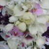 Cascading, calla, tulip, lilac, orchid bridal bouquet with baby's breath, roses - Image 4