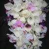 Cascading, calla, tulip, lilac, orchid bridal bouquet with baby's breath, roses - Image 5