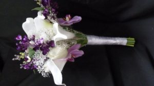 Tulip, calla, orchid, lilac, small bouquet, bridesmaid bouquet, real touch, fabric artificial flowers, lavender, lilac, purple - Image 3