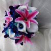 Fuchsia tiger lily, blue galaxy orchid bouquet "Aurora" - Image 2