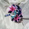 Fuchsia tiger lily, blue galaxy orchid bouquet "Aurora" - Image 4