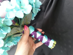 Aqua and plum cascading bouquet - Image 5