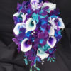 Galaxy orchid bridal bouquet with purple, teal and blue picasso callas - Image 3