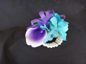 Real touch calla lily orchid pearl wristlet, galaxy orchid, corsage, turquoise purple corsage,purple blue orchid - Image 4