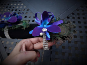 Peacock-orchid wrist corsage - Image 3