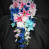 Navy and tiger lily cascading bouquet - Image 2
