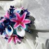 Fuchsia tiger lily, blue galaxy orchid bouquet "Aurora" - Image 5