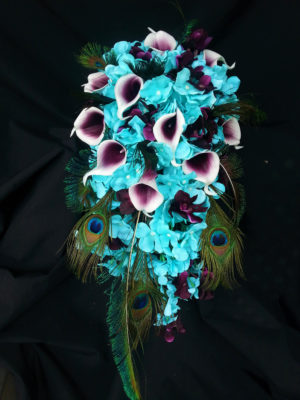 Aqua and plum cascading bouquet - Image 2