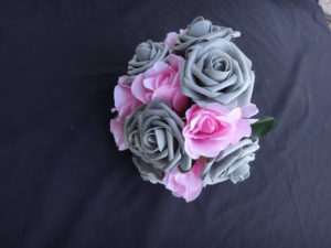 Pink gray small bouquet, bridesmaids bouquet, silk flower, foam flower bouquet - Image 3