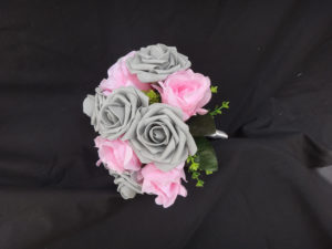 Pink gray small bouquet, bridesmaids bouquet, silk flower, foam flower bouquet - Image 5