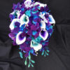 Galaxy orchid bridal bouquet with purple, teal and blue picasso callas - Image 2