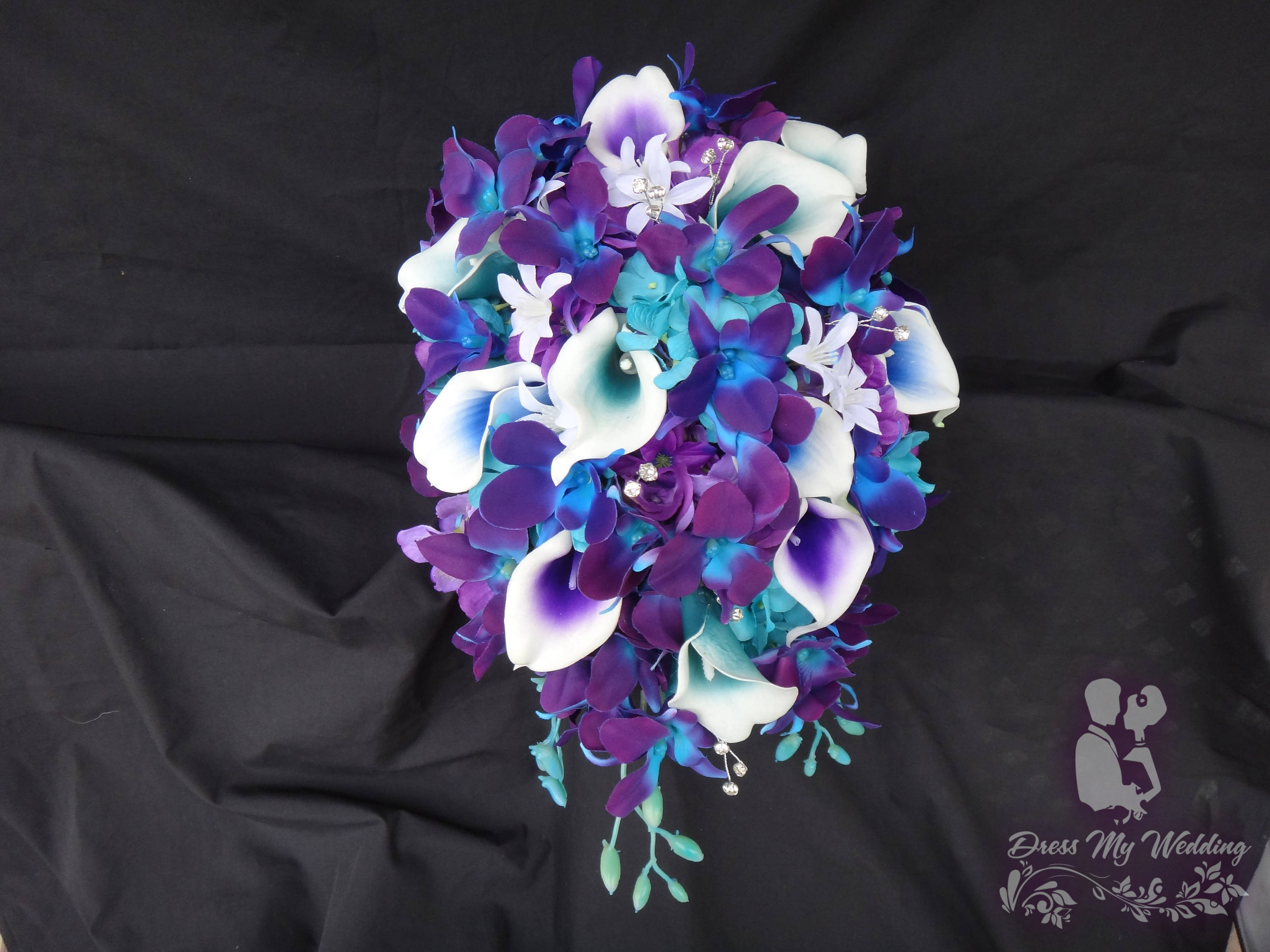 Purple Turquoise White Rose Calla Lily Orchid Bridal Wedding Bouquet  Accessories - Yahoo Shopping