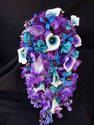 Purple and teal cascading bouquet - Image 3