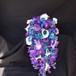 Purple and teal cascading bouquet