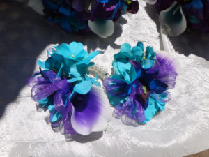 Real touch calla lily orchid pearl wristlet, galaxy orchid, corsage, turquoise purple corsage,purple blue orchid - Image 5
