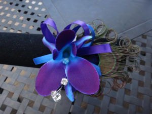Peacock-orchid wrist corsage - Image 4