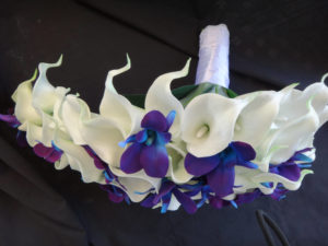 Real touch calla lily, galaxy orchid, purple blue orchid bridal bouquet, teardrop bouquet, island orchid, artificial flowers - Image 6