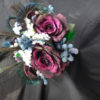 Plum purple bridal bouquet with peacock, berry, blueberry accent, pearl stems, baby's breath, fall bouquet, autumn wedding - Image 5