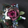 Plum purple bridal bouquet with peacock, berry, blueberry accent, pearl stems, baby's breath, fall bouquet, autumn wedding - Image 7