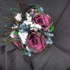 Plum purple bridal bouquet with peacock, berry, blueberry accent, pearl stems, baby's breath, fall bouquet, autumn wedding - Image 4