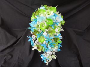 Aqua and green silk bouquet