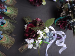 Large rose, berry, peacock feather, baby's breath, single stem rose bouquet, small bridesmaid, flower girl, giant rose simple bouquet - Image 4