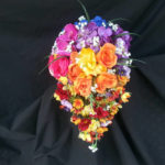 Rainbow cascading bouquet