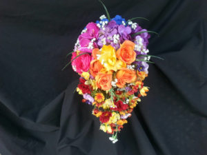 Rainbow cascading bouquet
