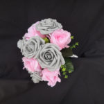 Pink gray small bouquet, bridesmaids bouquet, silk flower, foam flower bouquet