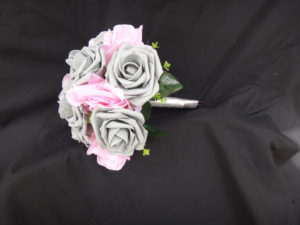 Pink gray small bouquet, bridesmaids bouquet, silk flower, foam flower bouquet - Image 4