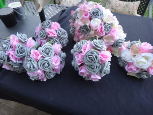 Pink gray small bouquet, bridesmaids bouquet, silk flower, foam flower bouquet - Image 6
