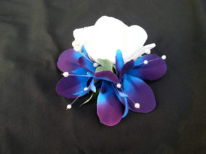 Rose and galaxy orchid wrist corsage - Image 3