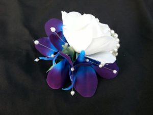 Rose and galaxy orchid wrist corsage