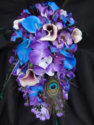 Cascading purple and blue bridal bouquet - Image 6