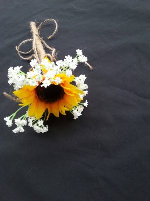 Sunflower, baby's breath flower girl wand, artificial flowers - Image 3