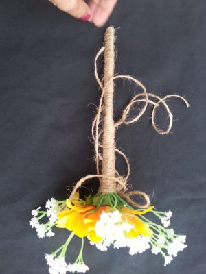 Sunflower, baby's breath flower girl wand, artificial flowers - Image 2